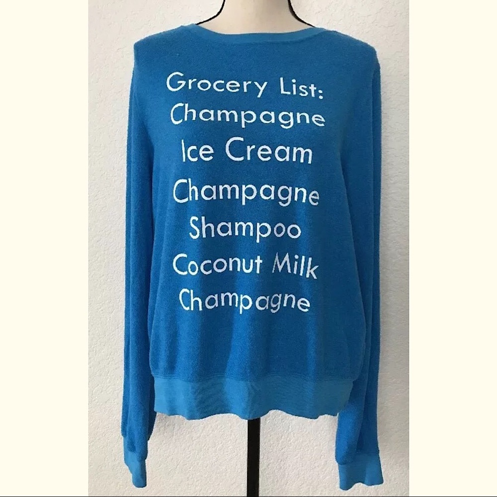 Wildfox Grocery List Sweater NEW Size Medium